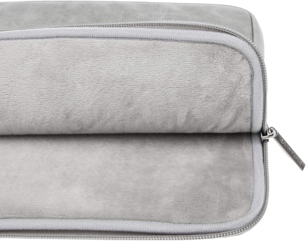 RAINYEAR 15.6 Inch Laptop Sleeve Protective Case PU Suede Leather Zipper Padded Cover Water Resistant Carrying Bag Compatible with 15.6" Notebook Computer Chromebook(Gray)