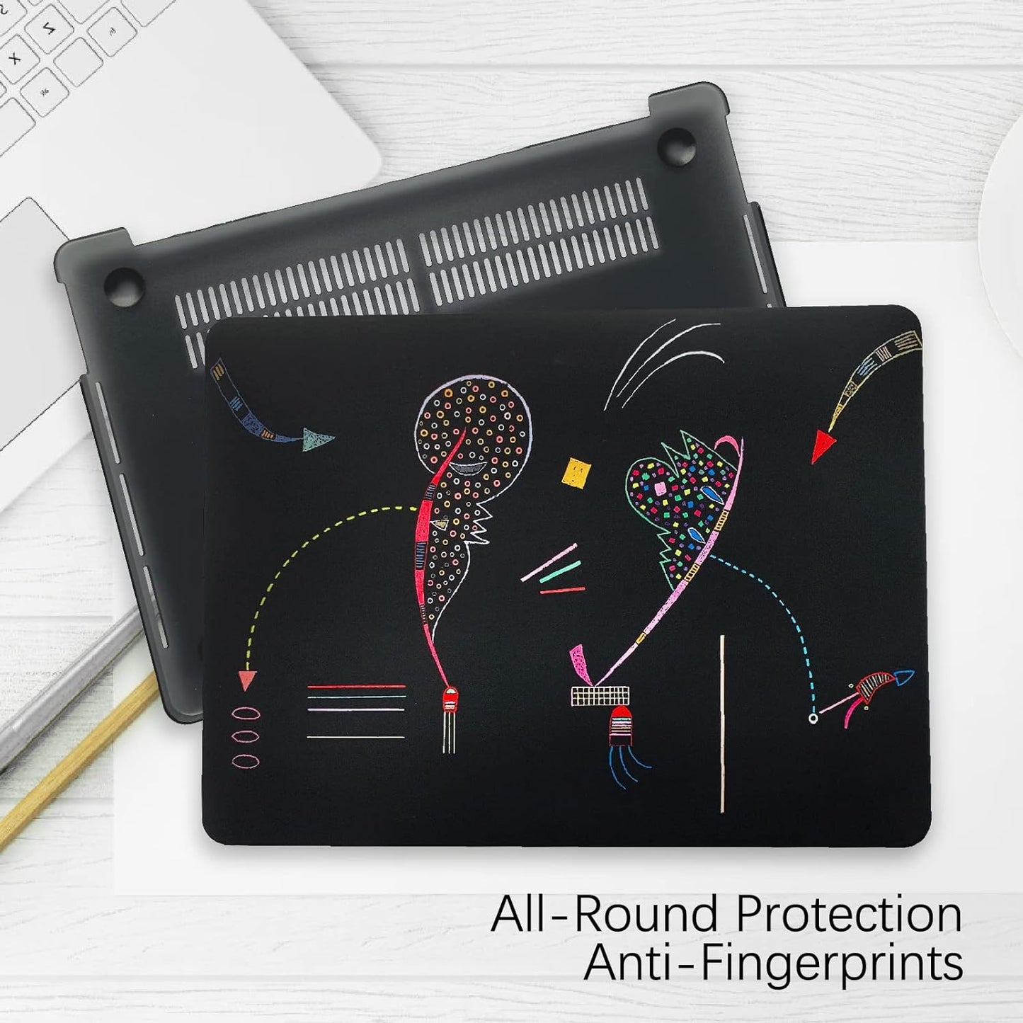 Berkin Arts Compatible with MacBook Air 13 inch Cover, 2022-2018 Release A1932 with Touch ID with Keyboard Cover & Screen Protector Naive Art Illustrated (Two Sides by Kandinsky)