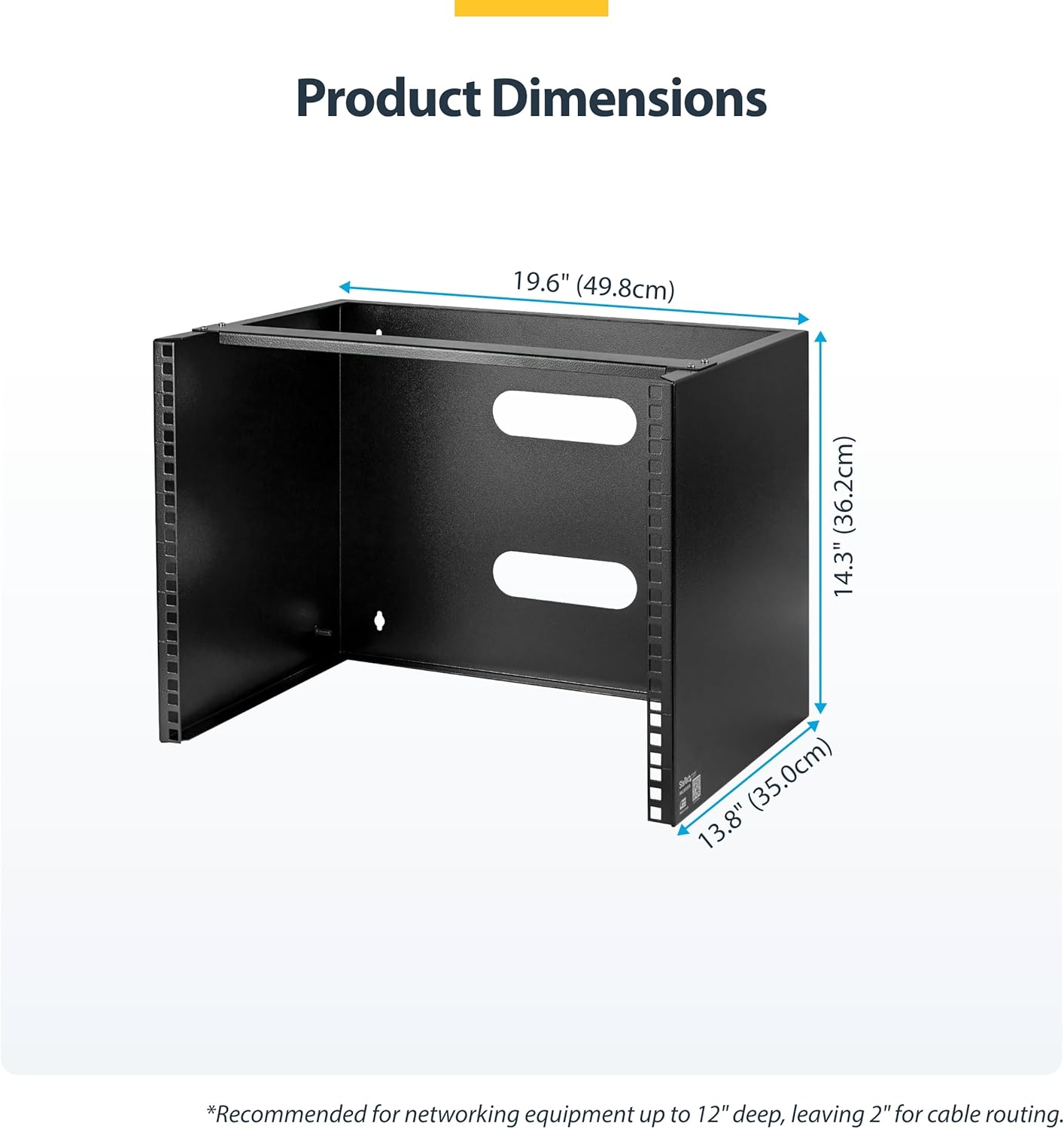 StarTech.com 8U Wall Mount Patch Panel Bracket - 13.75 inch Deep - 19" Patch Panel Rack for Shallow Network Equipment- 80lbs Capacity, TAA (WALLMOUNT8)
