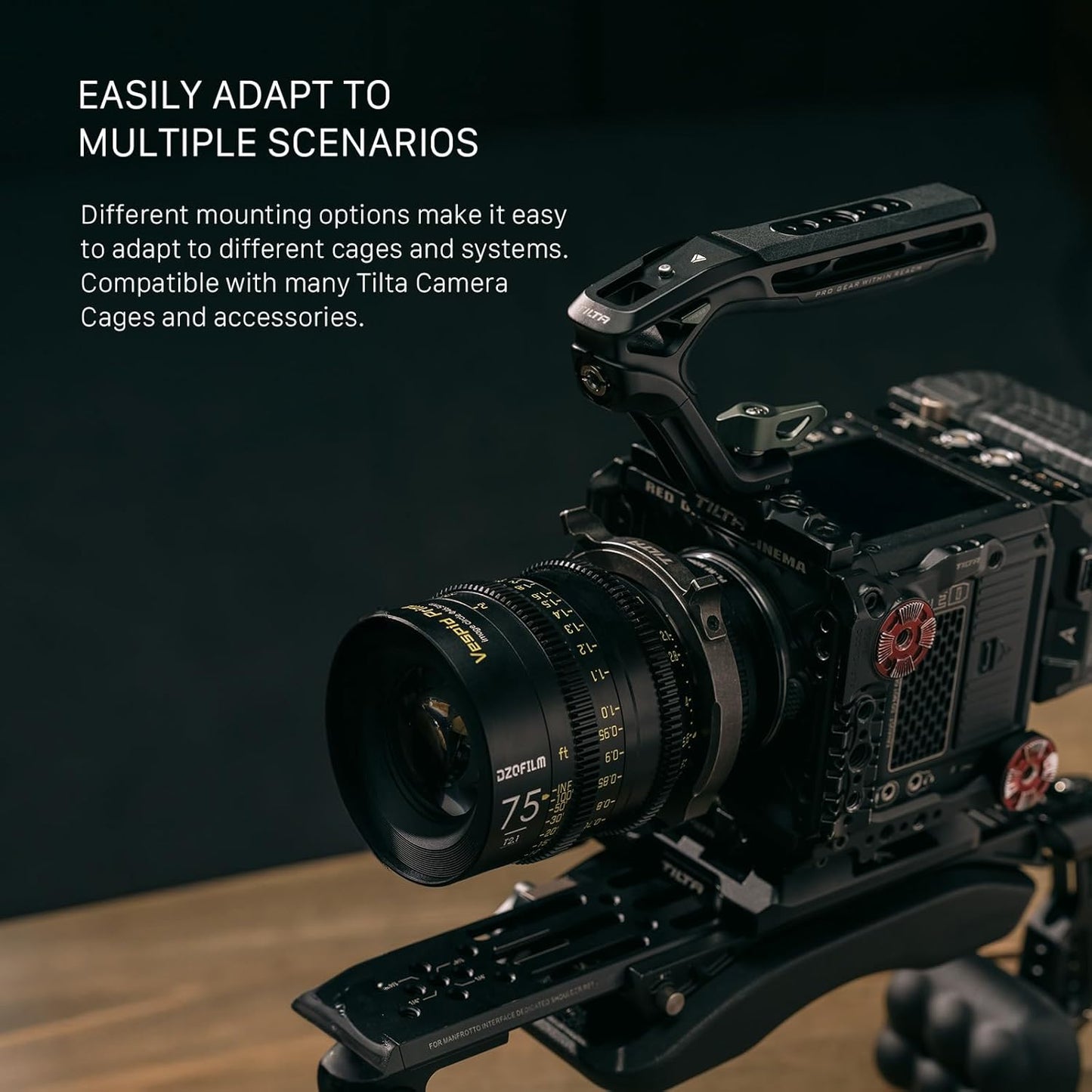 Tilta Xeno Top Handle for Filmmakers & Cameras - Titanium Gray | Aluminum Alloy and Silicone Build | 1/4″-20 w/Locating Points | Safety Release Pin | Comfortable Handling (Cold Shoe)