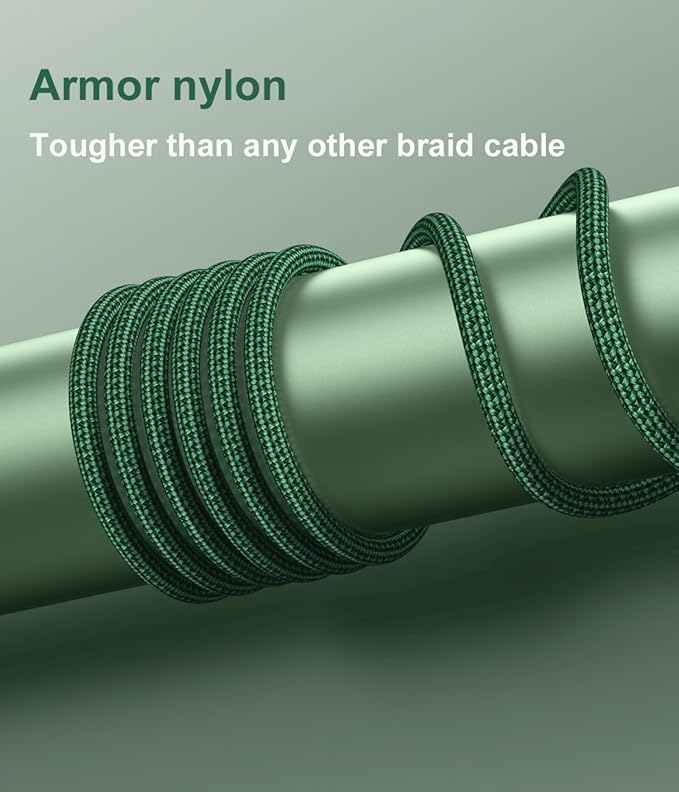 USB to USB C Cable Fast Charging 6FT, USB A to USB C Charger Cord, Upgraded Extra Durable Braided USBC Cable Compatible with iPhone 16 15 Pro Max,Samsung Galaxy S10 S9 Plus, LG and More -Green 2 Pack