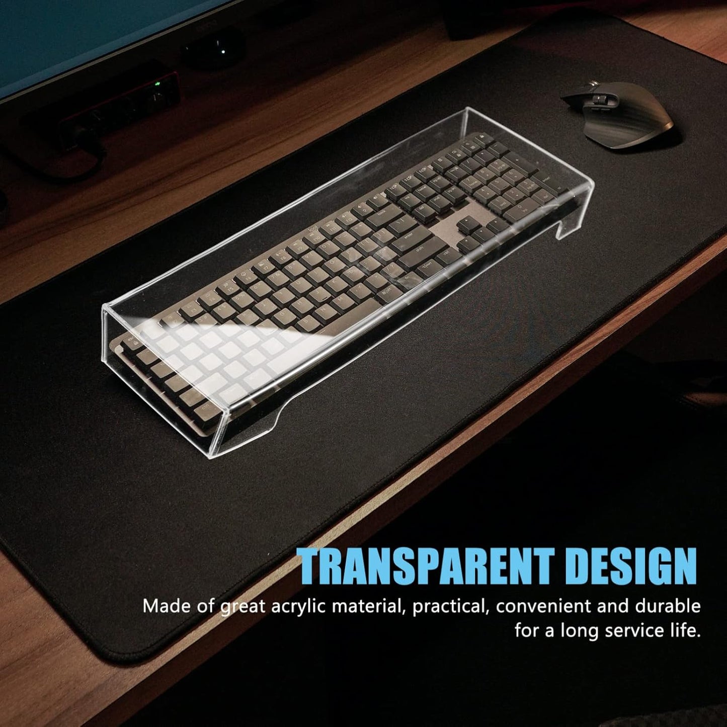 DOITOOL Clear Acrylic Keyboard Cover Protector -Cat, Desktop Keyboard Protector Mechanical Keyboard Cover Computer Keyboard Accessories (18.6 x 5.9X 1.8inch)