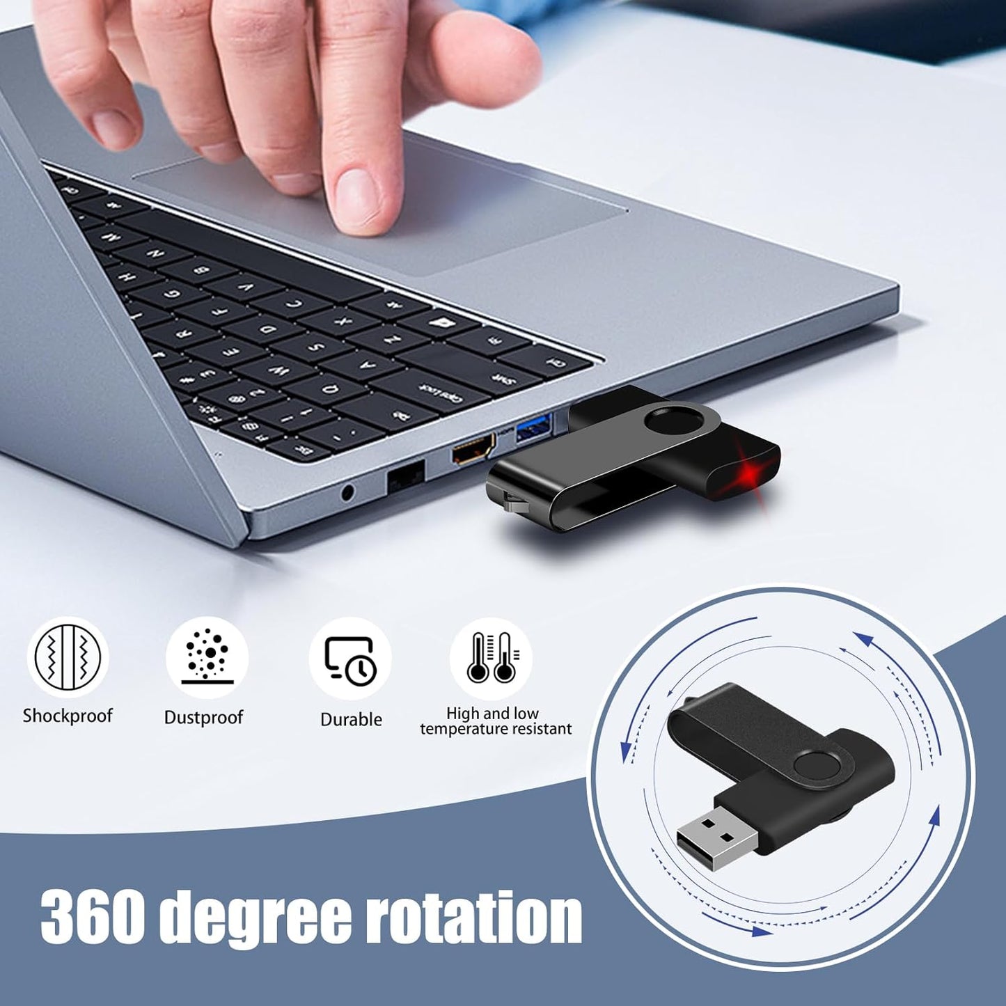 EASTBULL 8GB USB Flash Drive Bulk Thumb Drives 50 Pack with Lanyards USB 2.0 Memory Sticks Zip Drive Pen Drive for Storage and Backup Black 50PCS 8GB