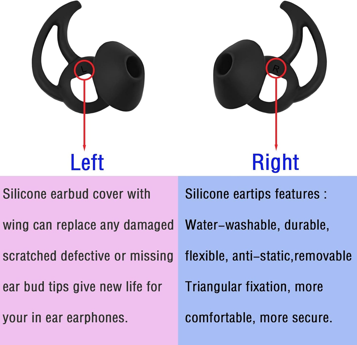 Silicone Replacement Earbud Tips Earbud Covers Ear Tips Compatible with Bose Quietcomfort and Sport Headphone Rubber Tips Large 3 Pairs
