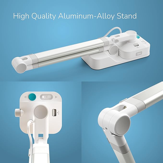 OKIOCAM W1 USB 4K 8MP Document Camera with Light for Teachers. Comes with OKIOPoint & AI-Tracking Presentation Software. Doc Camera for Classroom. Compatible with PC/Mac, with Type-C Adaptor