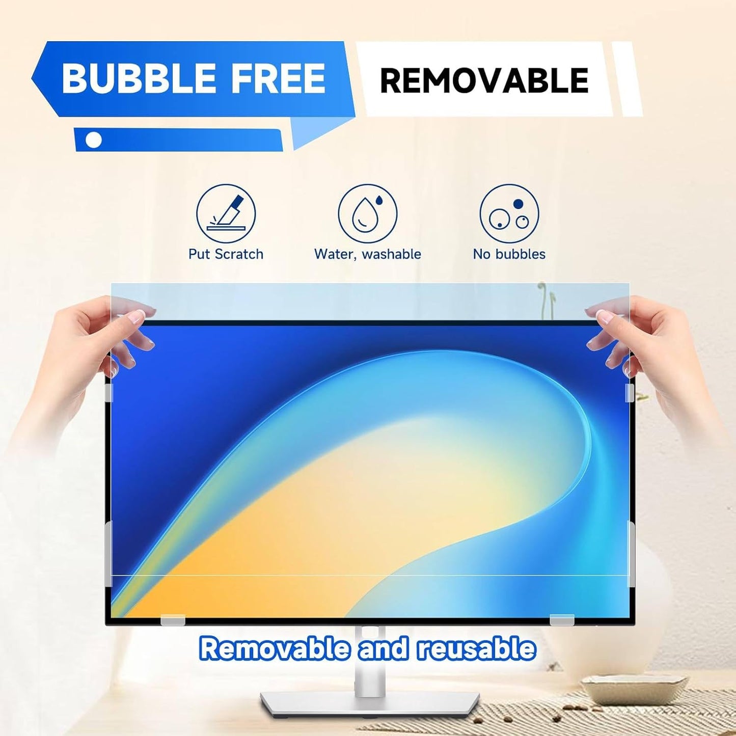 IPROKKO 【2 Pack】 27 inch Anti-Blue Light monitor Screen Protector for 16:9 Widescreen,Removable Anti Glare Blue Light Blocking Screen Filter,LED PC Anti-UV Eye Protection Filter Film