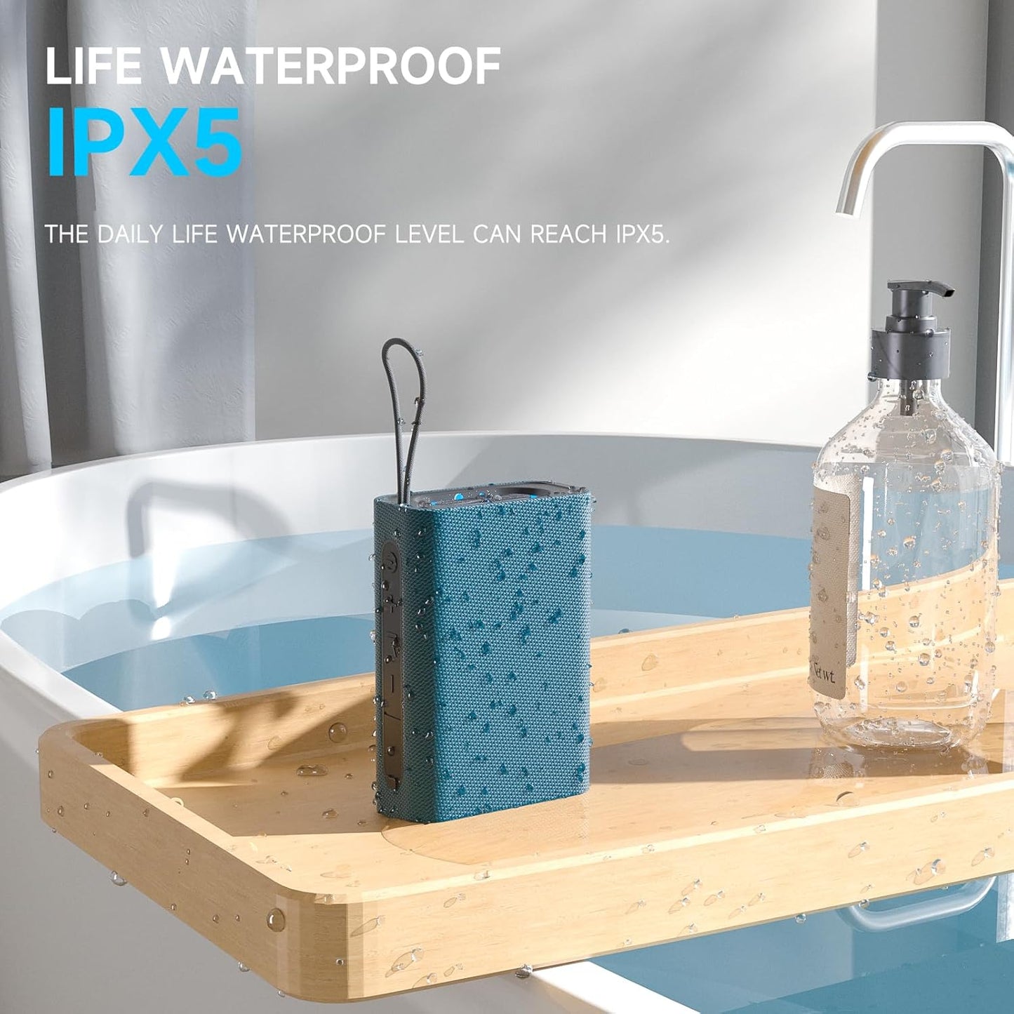 Speaker, Portable Wireless Bluetooth Speakers, Waterproof Loud Stereo Sound with RGB Lights TWS Long Playtime for Home/Party/Outdoor, Electronic Gadget (Blue)