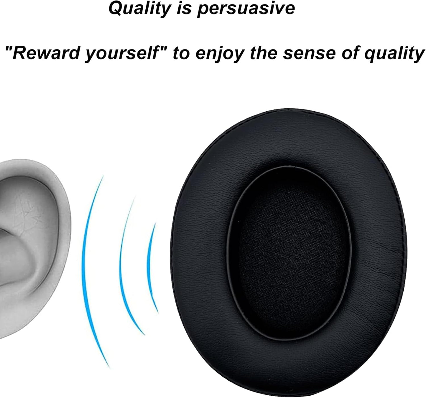 Replacement Ear Pads Cushions for Beats Studio(B0501、B0500),Beats Studio 2 & Studio 3 Wired & Wireless Headphones, Earpads with Soft Protein Leather, Noise Isolation Memory Foam - Grey (Black)