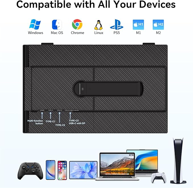 14" Laptop Screen Extender, Ultra-Thin Ligthweight FHD 1080P IPS Laptop Monitor Extender Dual Screen, Portable Monitor for Laptops 13-17.3" USB-C/HDMI Plug and Play for Windows/Mac/Android/PS5