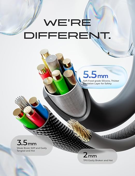 LISEN USB C Cable Charger Type C (10FT,100W) Soft Silicone USBC to USBC for Switch 2 iPhone 16 Pro Max Charger Cord, iPhone 15, MacBook Pro/Air, iPad Pro/Air, Samsung S25, Black