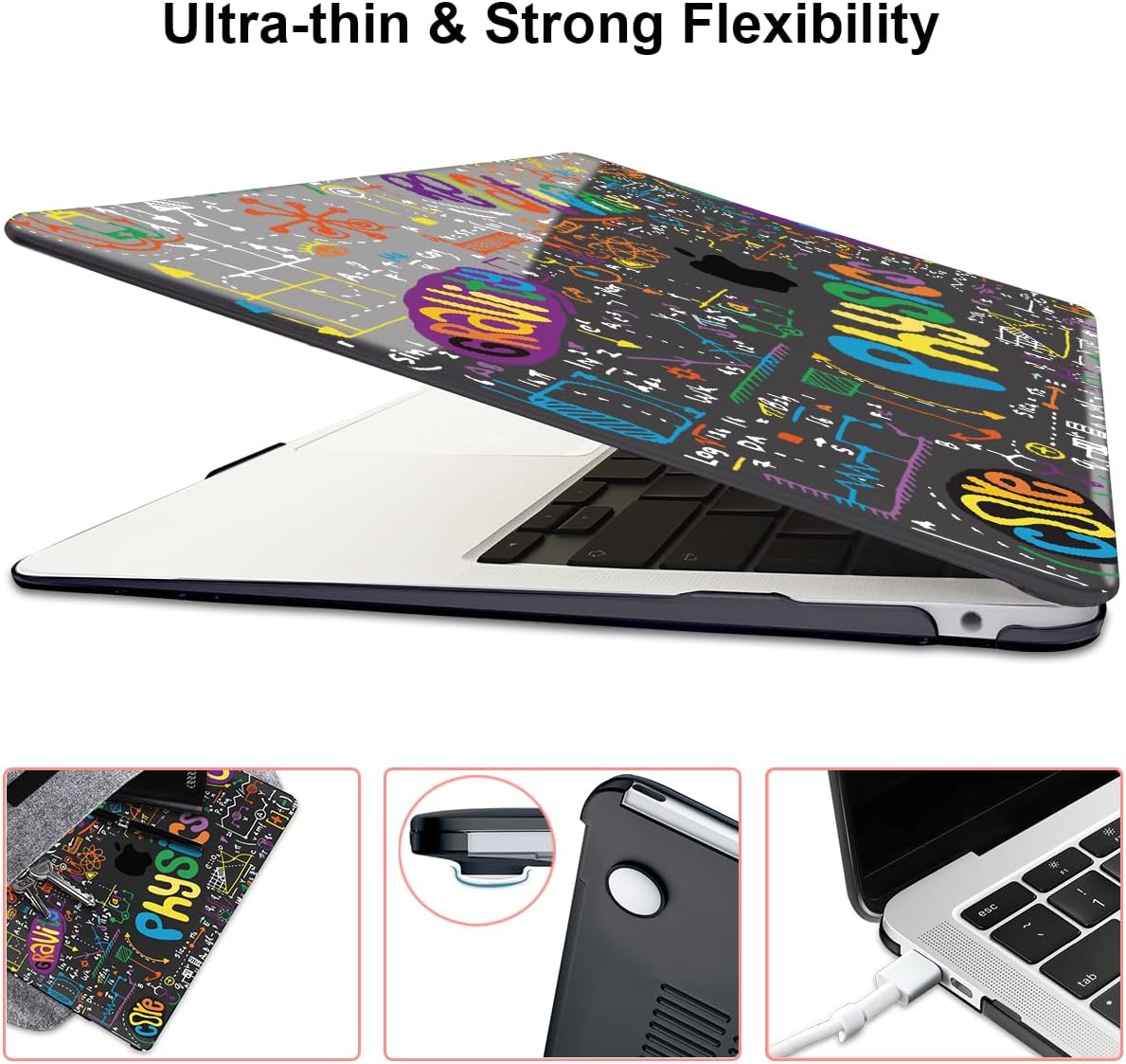 Case Compatible with MacBook Pro 13 inch M2 M1 2022 2021-2016 A2338 A2289 A2251 A2159 A1989 A1706,Pattern Plastic Hard Shell Keyboard Cover Screen Film Webcam Cover, Physical Chemistry