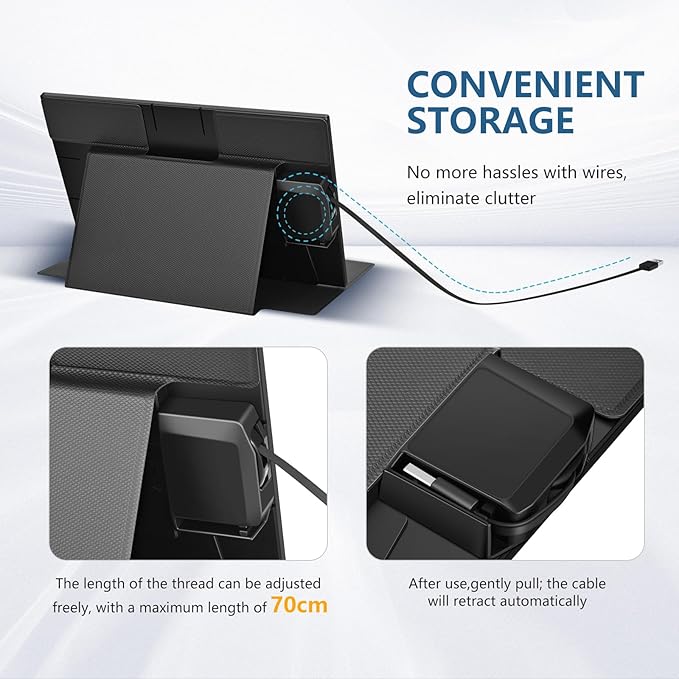 G-STORY Portable Monitor 14 Inch FHD 1080P IPS USB-C,USB-A Laptop Monitor with Adjustable and Hidden Cable Design,Extender Display with Smart Cover for Laptop PC MAC Perfect for Travel