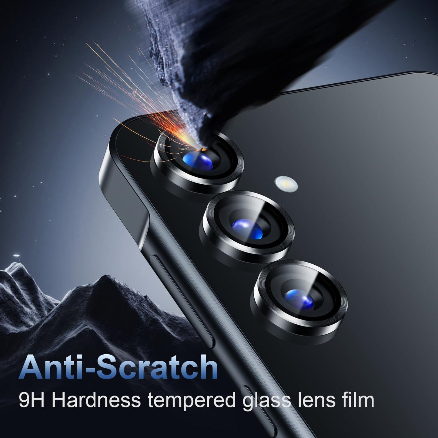 Korecase for Galaxy S25 Camera Lens Protector, 9H Tempered Glass Anti Scratch Camera Screen Protector Shockproof Film Shcokproof Metal Ring Lens Protecor for Galaxy S25,Black