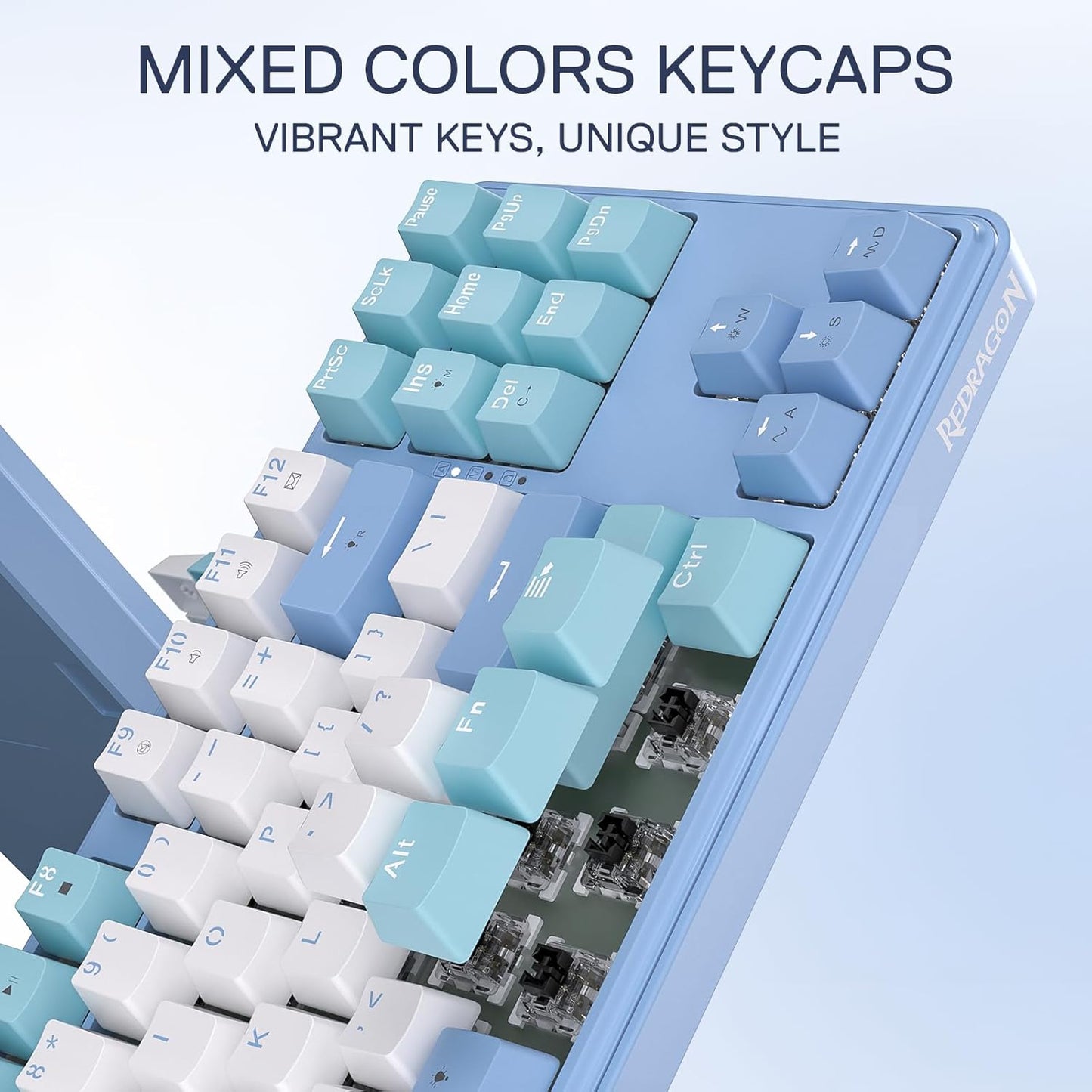 Redragon K707 80% Wired Gasket RGB Gaming Keyboard, 87 Keys TKL Mechanical Keyboard w/Hot-Swap Socket, Mixed Color Keycaps & 4-Layer Noise Dampening, Custom Linear Switch
