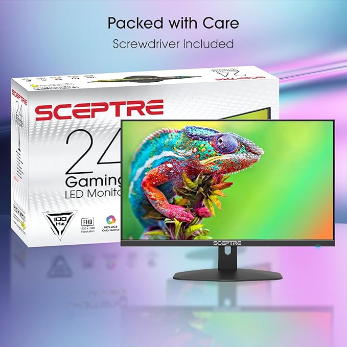 Sceptre New 24-inch Gaming Monitor 100Hz FreeSync 2X HDMI 1X DP Build-in Speakers, Machine Black 2026 (E248W-FW100T Series)