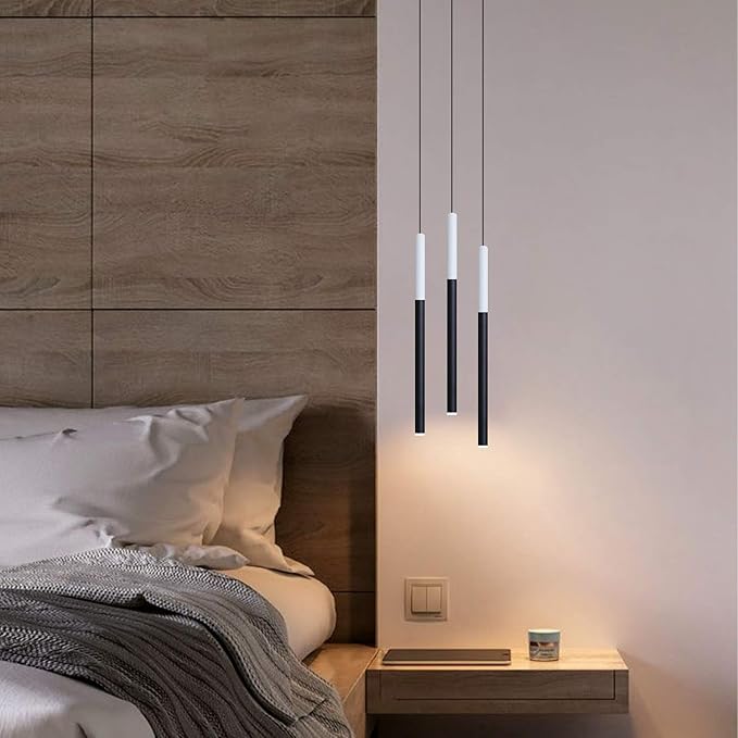 ALTAIR 3 Mini Pendant Lighting White-Black - LED Hanging Light Fixture for Kitchen Island, Bar, Foyer - Cluster Pendants - Dimmable, Adjustable Wire, Lamp Bulb Included