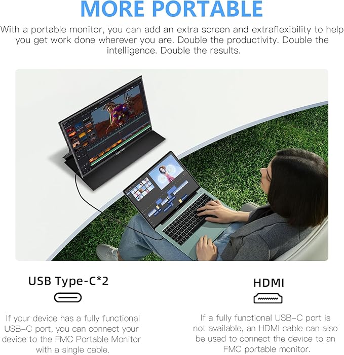 15.6 Inch Wireless Display Portable Monitor Support Mirroring for Phone, Miracast for Laptops, Wireless Network Adapter for PC, New Display Technology 180°Adjustable, HDMI for Laptops, Mobile