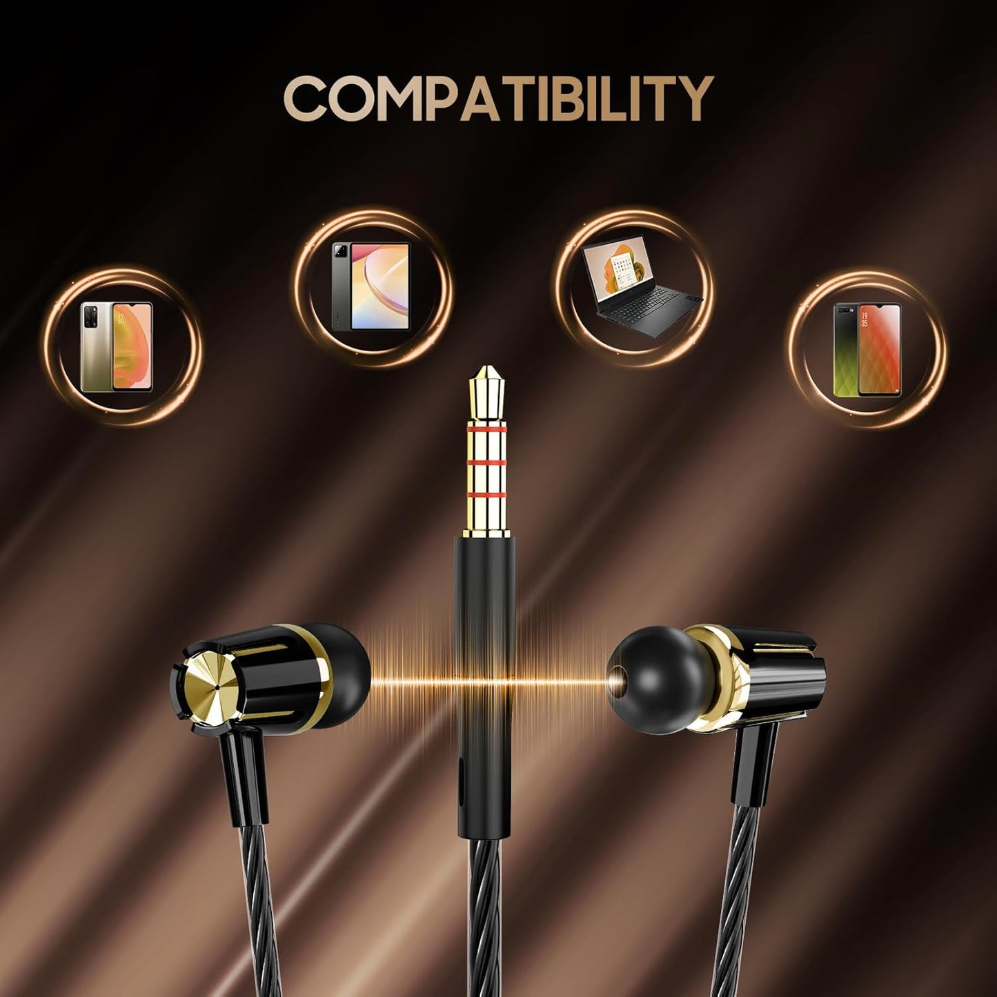 Rayleigh Wired Earbuds 5 Pack, Earbuds Headphones with Microphone, Earphones with Heavy Bass Stereo Noise Blocking, Compatible with iPhone, with iPad and Android Devices, MP3, Fits All 3.5mm Devices