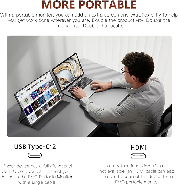 16 inch Portable Monitor 2560 * 1600 60HZ 350nits HDMI Portable Screen for Laptop Compatible with Windows, MacBook, Phone, Switch, Xbox & PS4/5 Gaming