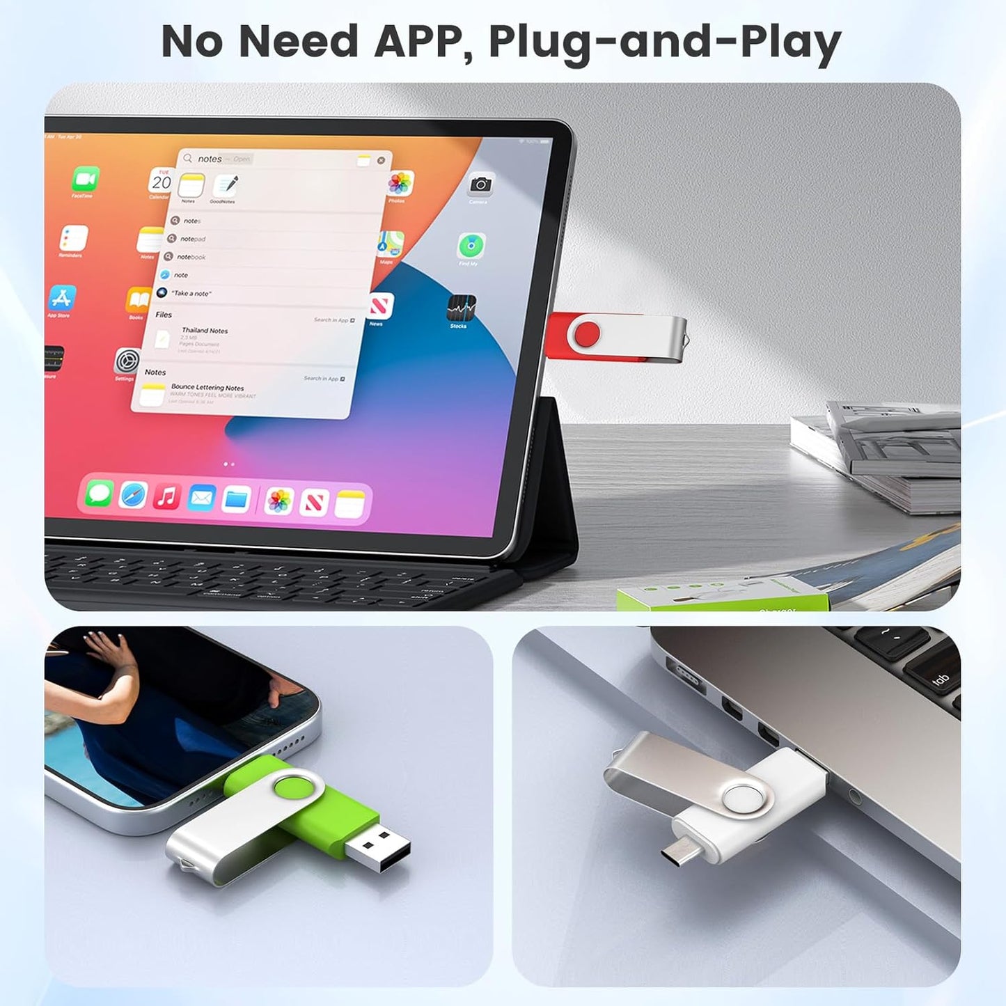 ABLAZE 64GB USB C Flash Drive 10 Pack, OTG USB 2.0 + Type C Memory Stick Dual Type C Thumb Drive Compatible with iPhone 16/15, Android Smartphone, Computers, Tablets, Mac,iPad,PC