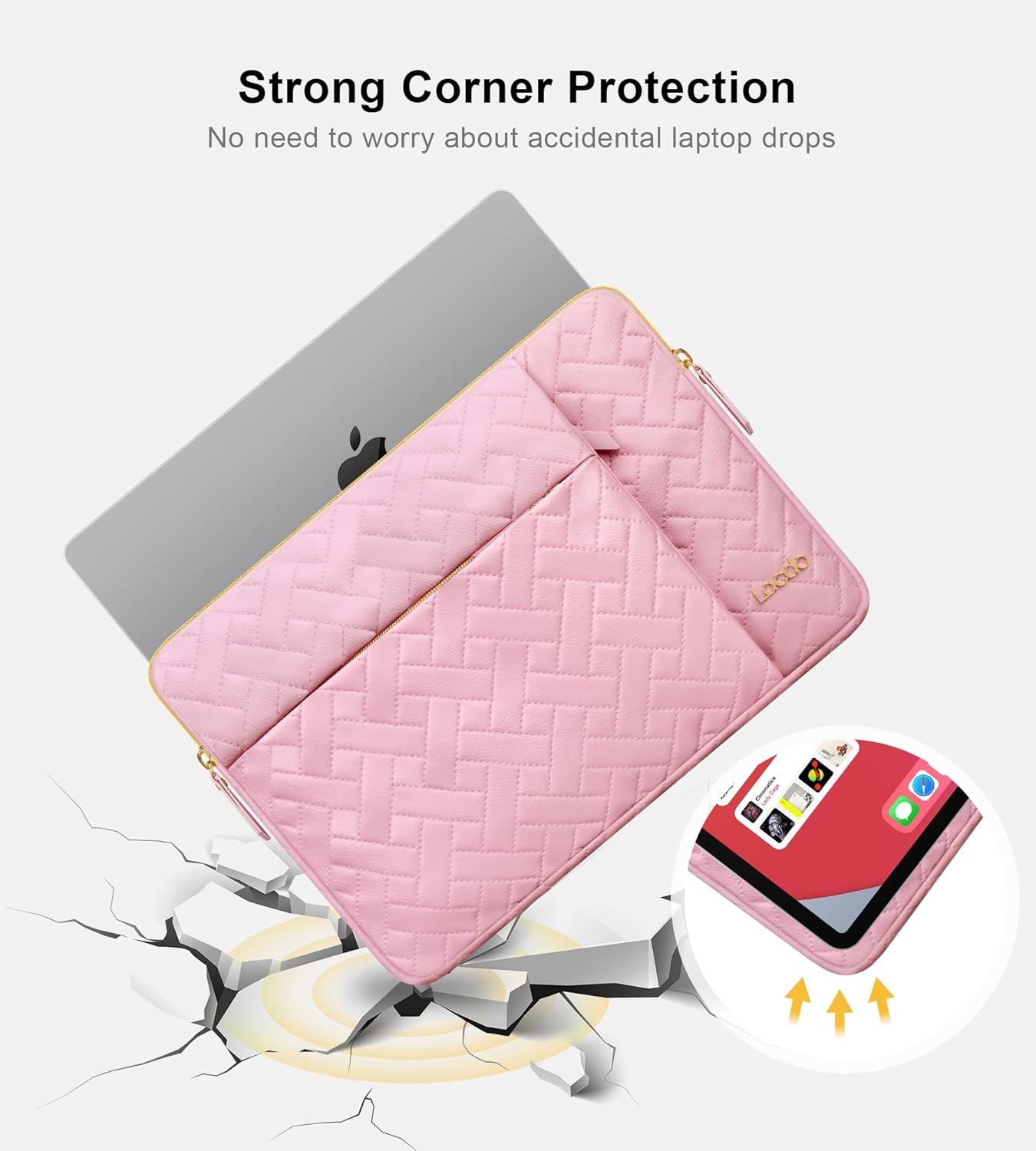 Lacdo Laptop Sleeve Case for 14 inch New MacBook Pro M4/M3/M2/M1 Chips Pro Max A3112 A3401 A3185 A2918 A2992 A2779 A2442 2024-2021, 13.8 inch Surface Laptop 7th Copilot+PC Computer Bag, Sakura Pink