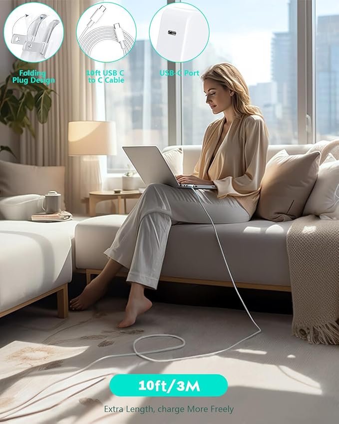 Macbook Pro Charger 140w USB C Fast Charger Power Adapter with 10Ft Fast Charger Cable, Compatible MacBook Pro/Mac Book Pro 16 15 14 13 inch, Macbook Air 13 Inch,iPad Pro M1/M2/M3,and All USB C Device