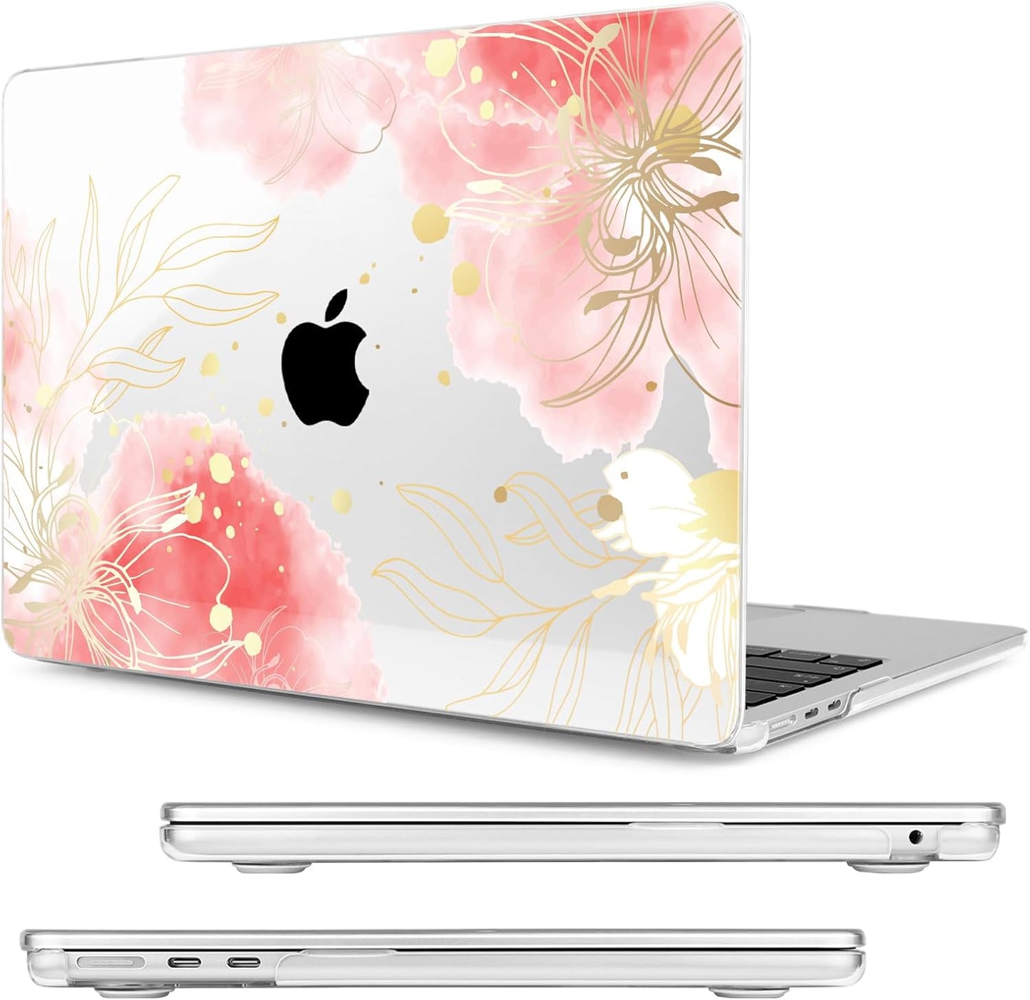 Compatible with MacBook Air 15 inch Case, M4 A3241/M3 A3114/M2 A2941 (Released 2025 to 2023), Hard Shell, Keyboard Cover, Screen Protector, Webcam Cover & Type-C Adapter, Vector Flower3
