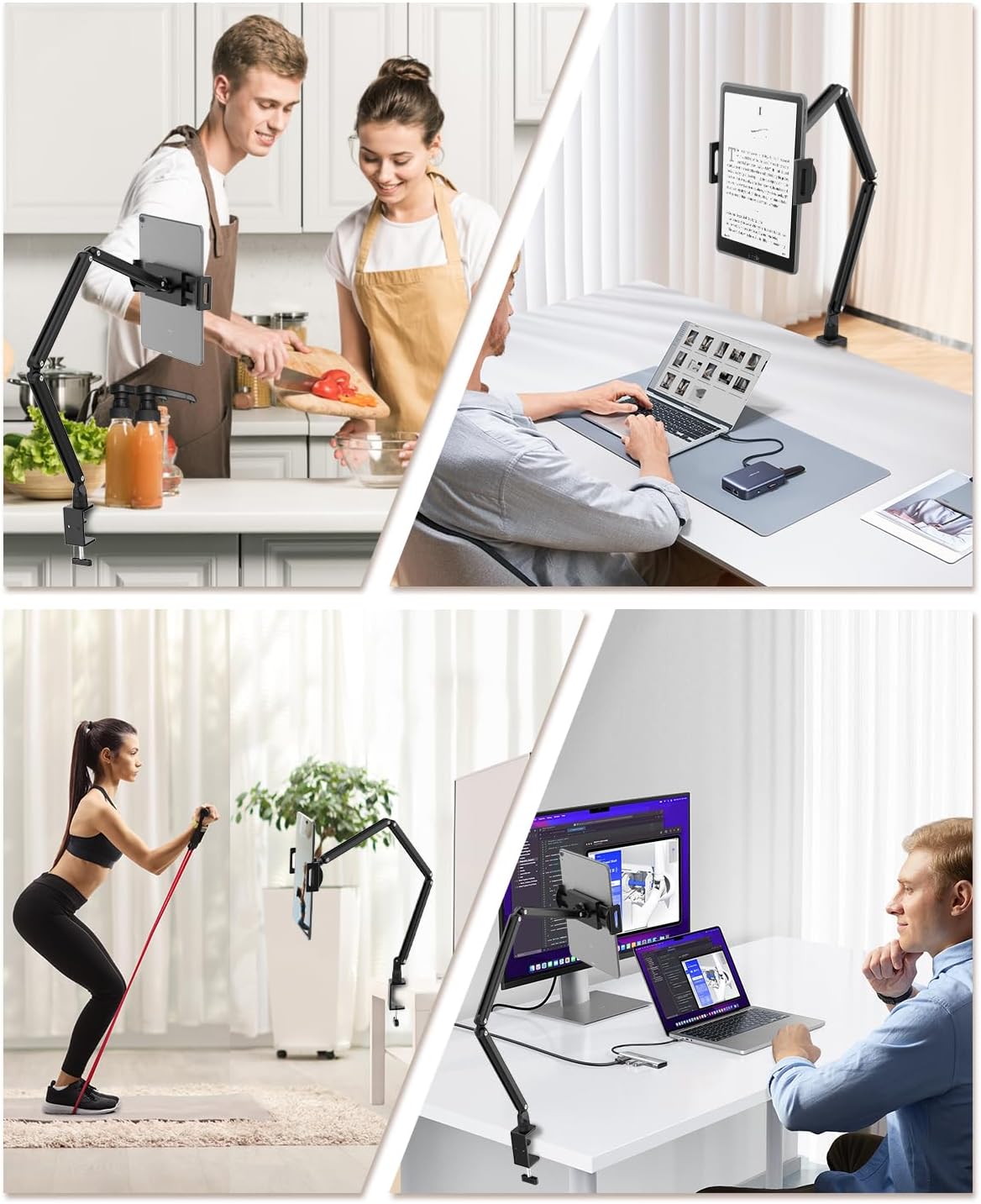 Tablet Stand for iPad, Aluminum Multi-Angle Adjustable Tablet Holder, Heavy-Duty Metal Base for Desk, Compatible with 5.1''-13'' iPad Pro, Surface, Kindle, Tablets, Portable Monitors and More (ZMXBZJ)