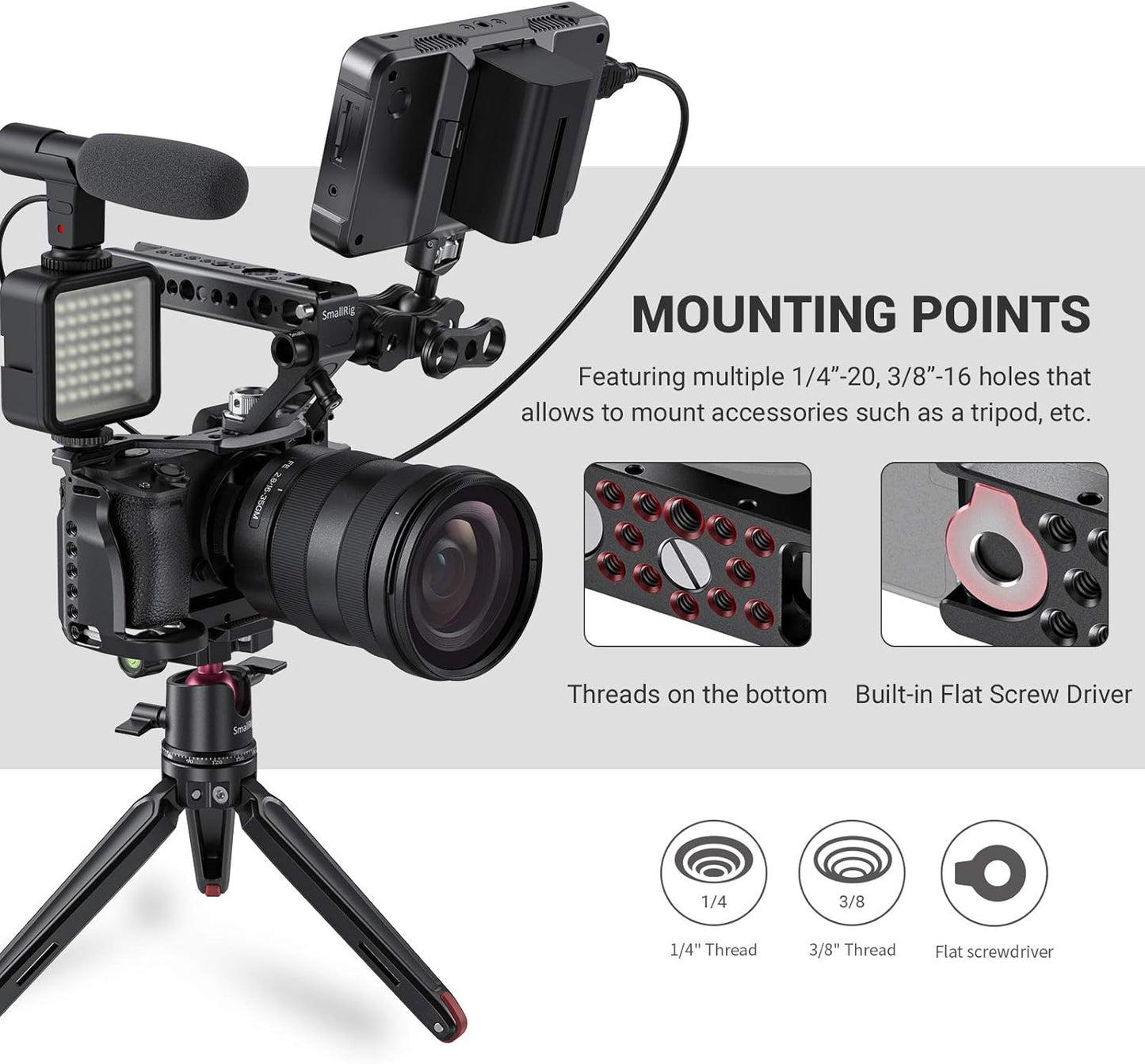 SMALLRIG Cage for Sony Alpha A6600/ILCE 6600 Mirrorless Camera with Cold Shoe Mounts - CCS2493