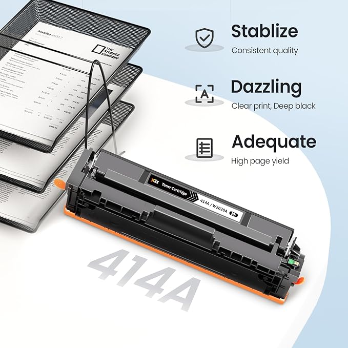 XJI 414A (with Chip) Compatible Toner Cartridges Replacement for HP 414 A X W2020A W2021A W2022A 414X Ink 4 Pack, for Color Laser Jet Pro MFP M479fdw M479fdn M479 M454dw M454dn M455dn Printer