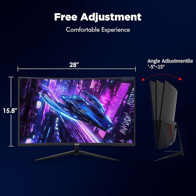 ZZA 32 Inch Curved Gaming Monitor, 240Hz High Refresh Rate, FHD 1920x1080P, Curved 1500R, HDMI 2.0/DP1.4, 1ms MPRT, HDR, FreeSync, VESA Compatible, Tilt Adjustable