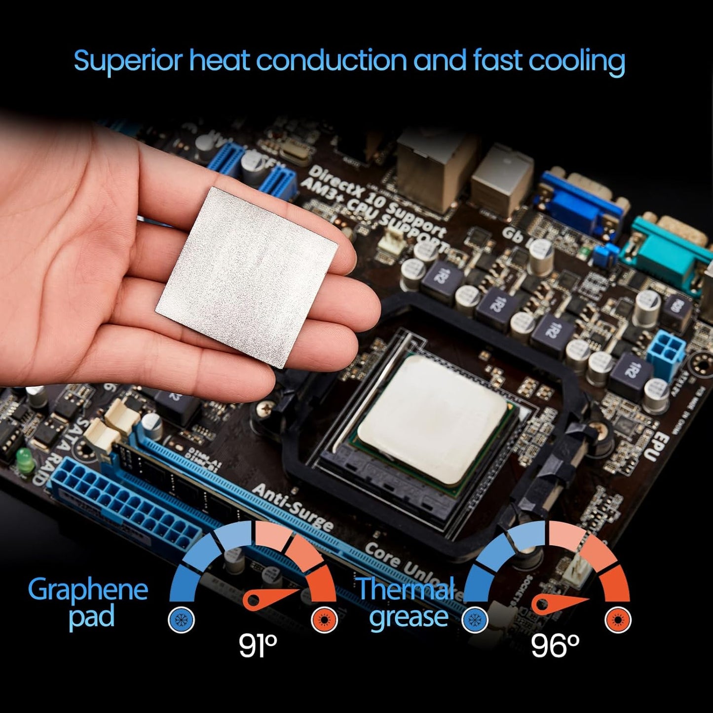 Thermal Pad,38 * 38 * 0.2mm,Graphene Thermal Pads for GPU/CPU/SSD/Electronics - Highly Efficient, Compressible (38 * 38mm)