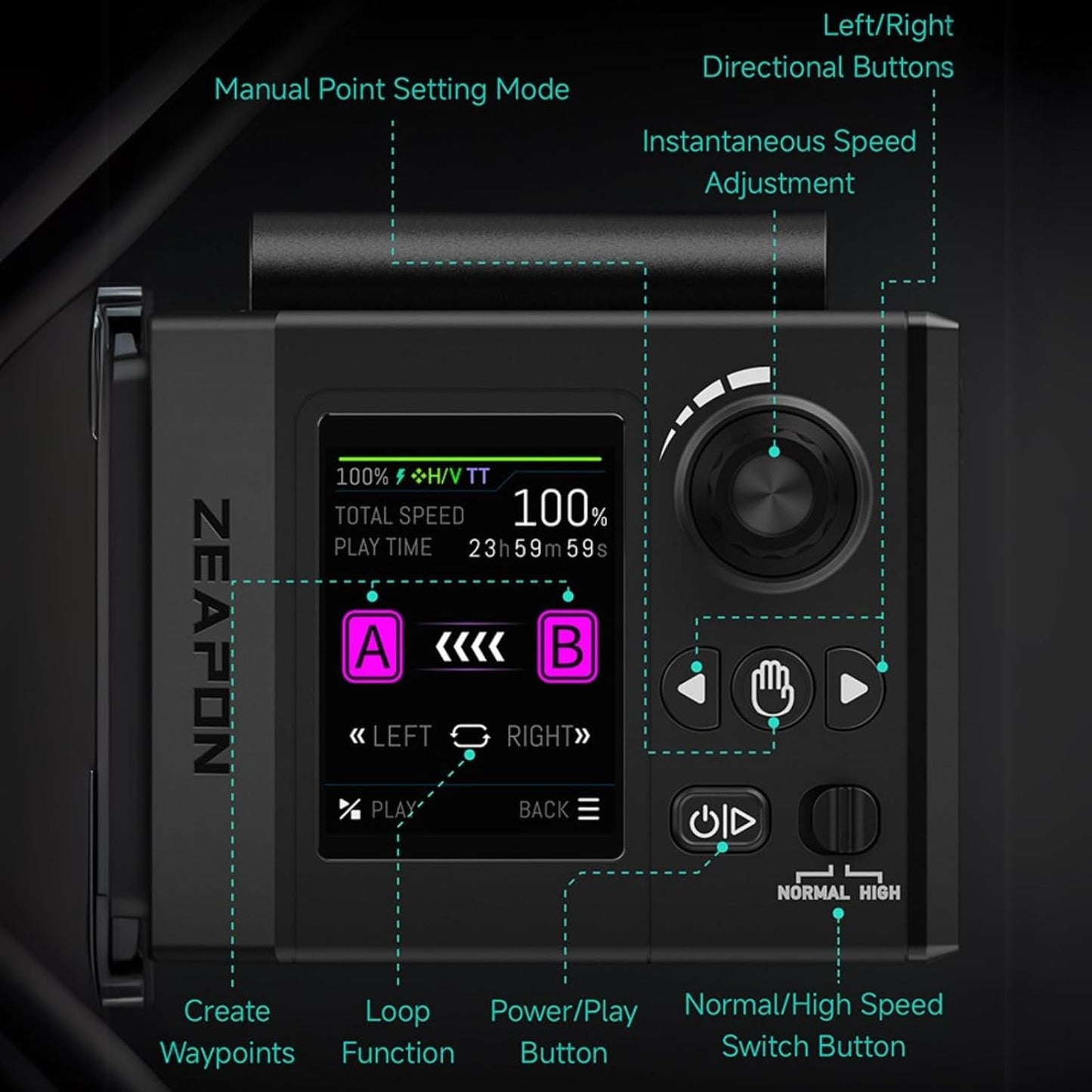 Zeapon Micro4 E1000&PONS PT Heads Double Distance Motorized Camera Slider, High-Speed Low Noise Motor 10-26Lbs Payload, 42''/107cm, LCD Screen, App Control, Smooth Damping Design