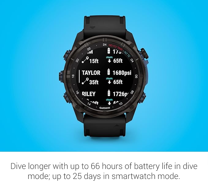 Garmin Descent™ Mk3i, Dive Computer and Multisport GPS Smartwatch, Air Integration, Black