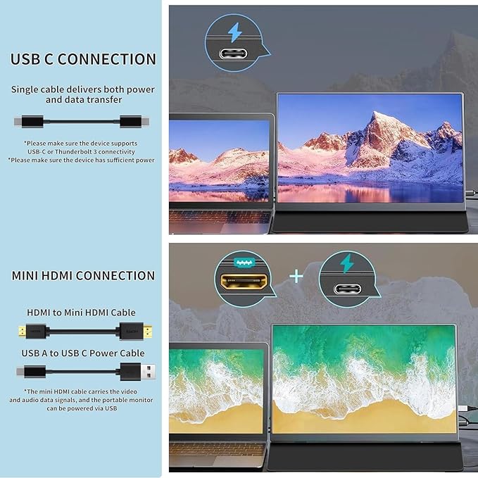 Portable Monitor 18.5 Inch IPS Display, FHD 1080p 100Hz 100% sRGB Laptop Screen Extender, HDR HDMI USB-C VESA Travel Monitor for Laptop PC Mac Phone, PS4/5, Xbox, Switch