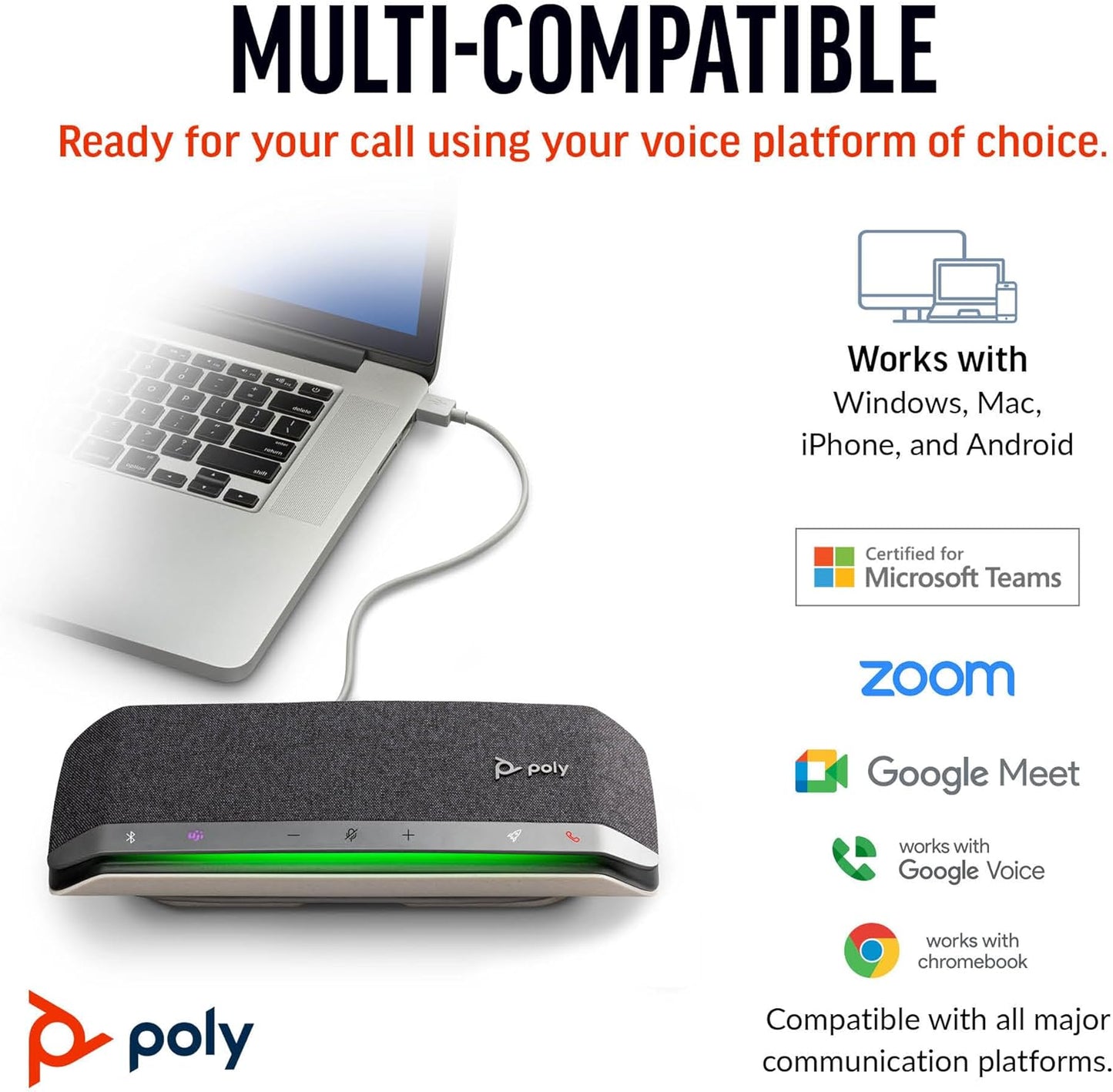 Poly Sync 40 Smart Speakerphone (Plantronics) - Flexible Workspaces - Connect to PC/Mac via USB and Smartphones via Bluetooth - Certified for Microsoft Teams – Amazon Exclusive