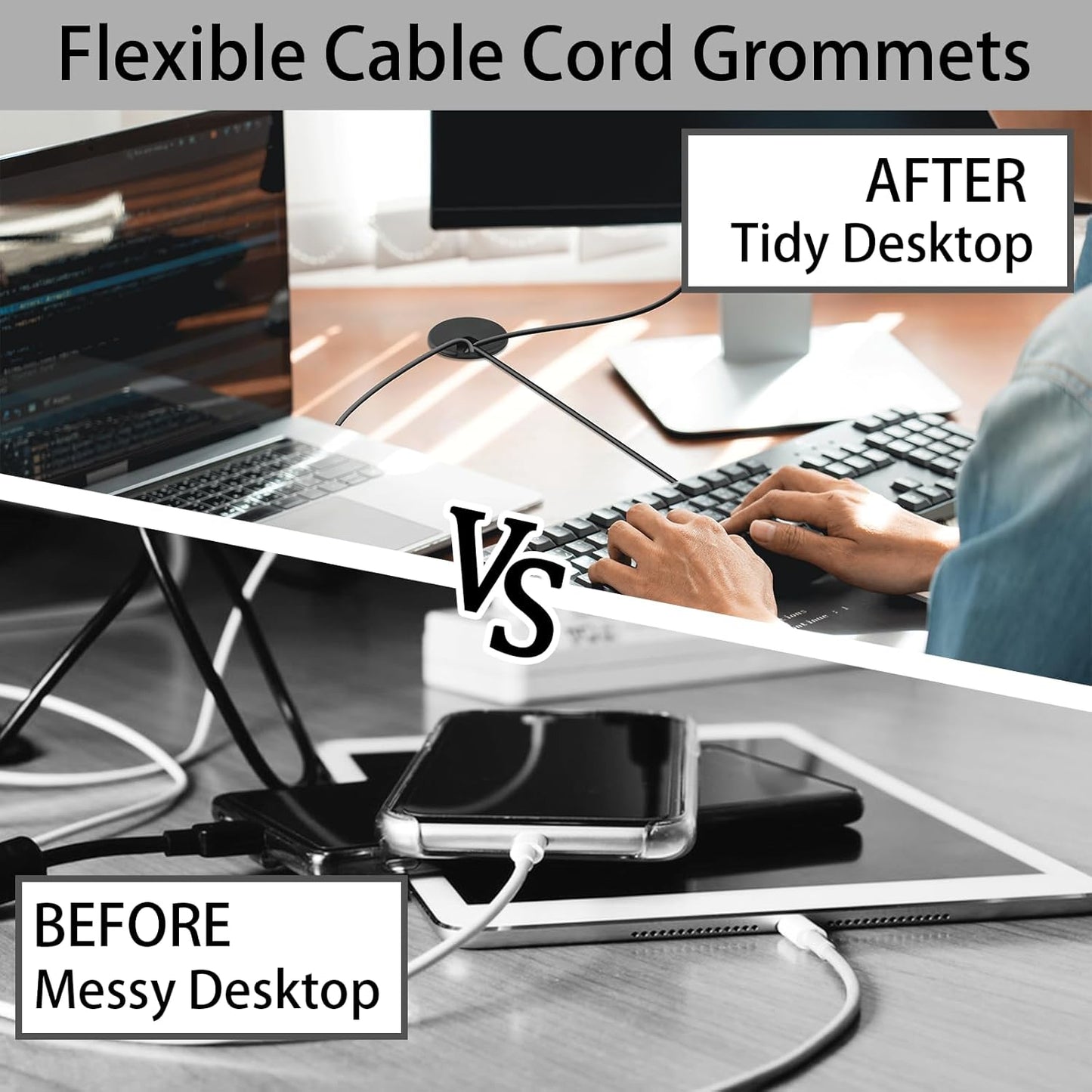 1.5 Inch(38mm) Desk Grommet,13 Pieces Wire Grommet, Desk Hole Cover for Cables with Hole Saw,Plastic Cable Cord Wire Hole Cover for Desk, Table,Cabinet,Countertop and Other Furniture(Black)