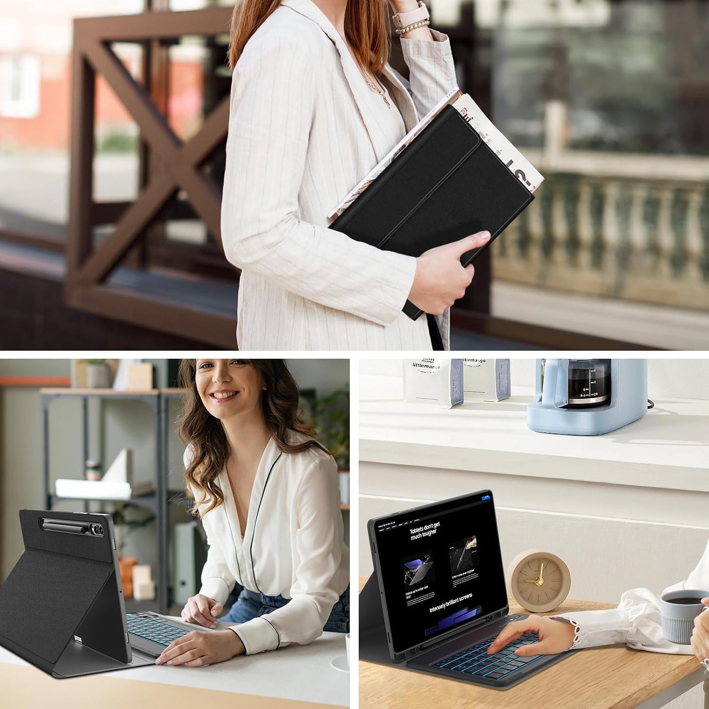 Keyboard Case for Samsung Galaxy Tab S10+ Plus / S9 FE+ Plus / S9+ Plus 12.4 Inch,7 Colors Backlit Bluetooth Keyboard, Detachable Wireless Magnetic Keyboard with S Pen Holder, Black