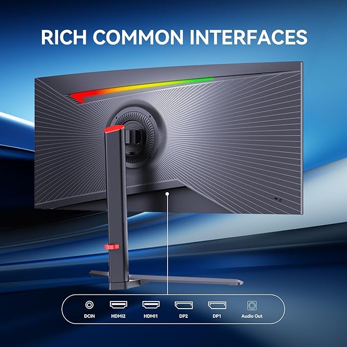 34 inch 4K Curved Monitor, WQHD (3440x1440) 165Hz 1500R Ultrawide Gaming Computer Monitor, Support Freesync,1ms Support 1 Audio Out, 2 HDMI & 2 DP, VESA Mount/Tilt Adjustable- (G34WQ)