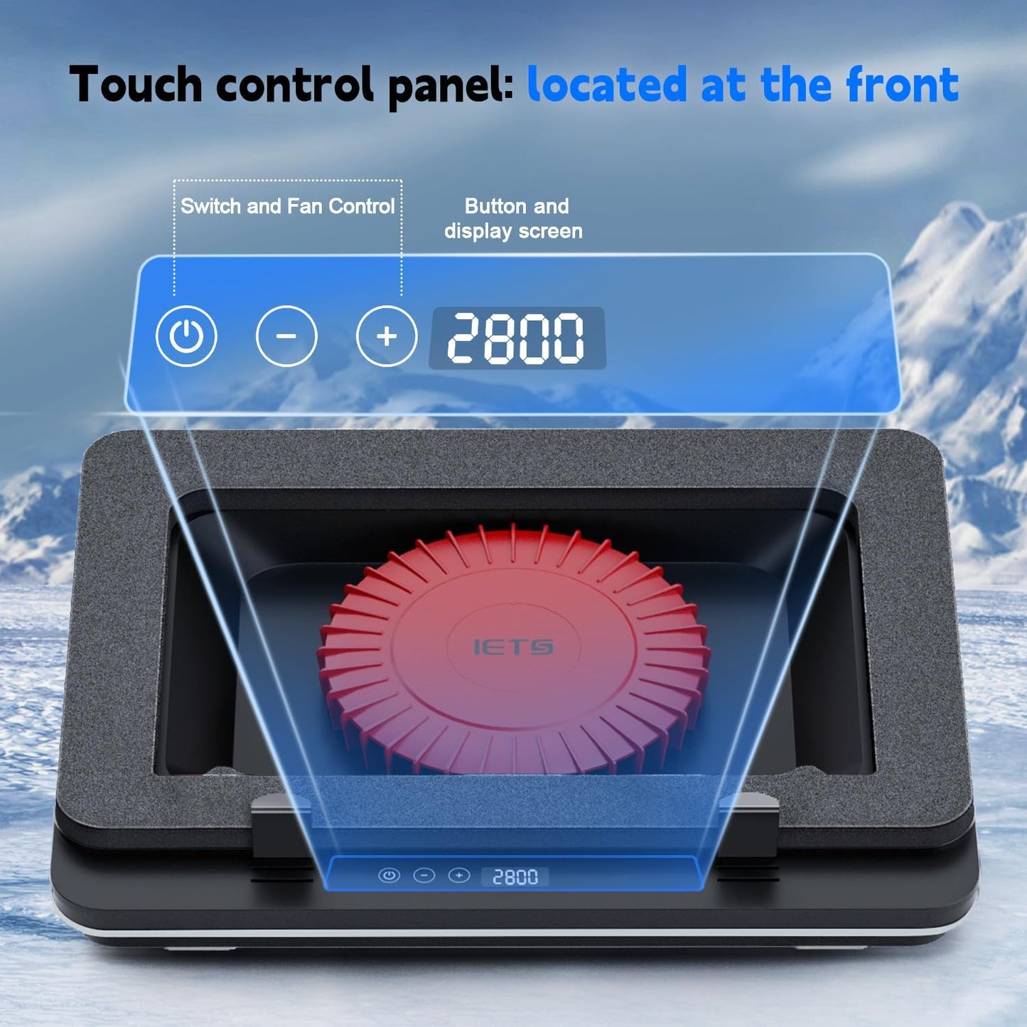 GT600 Laptop Cooling Pad Equipped with Gigantic Turbo-Fan(5.5inch Diameter),Sealed Foam for Rapid Cooling Gaming Laptop,14.1-19.3 inch Laptop Cooler with 3-Port USB Hub,Dust Filter,Touch Start