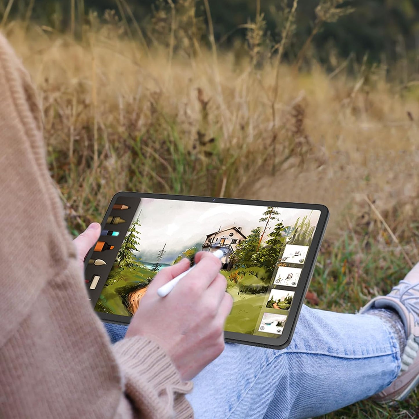 Tablet 12 inch Android 15 Tablets, 24GB(8+16)RAM+256 Storage(Expand to 1TB), Android Tablet with Keyboard, Octa-Core, 2K 2000x1200 Display, 16MP Dual Camera, 8000mAh, 5G WiFi,GPS,Bluetooth 5.0(Black)