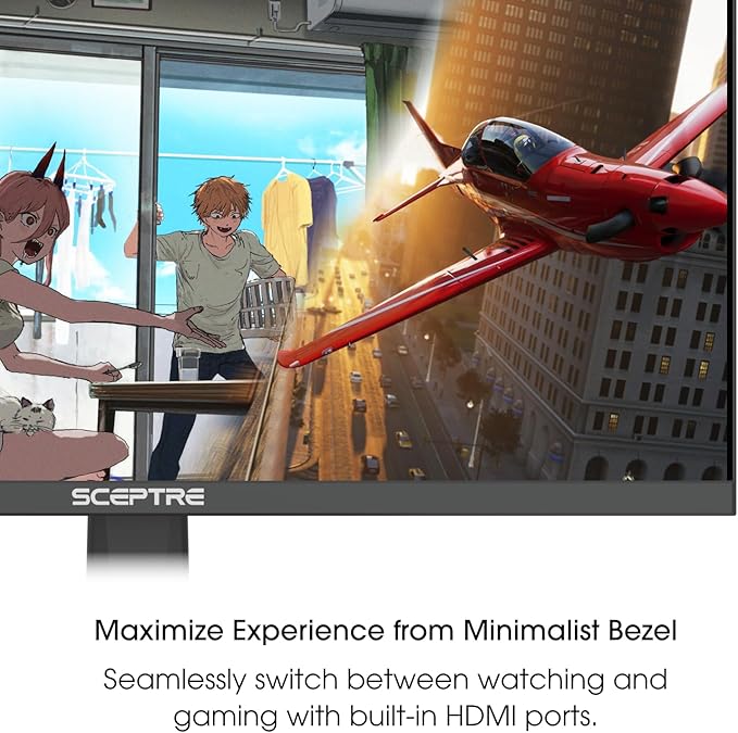 Sceptre New 22-inch Gaming Monitor up to 144Hz HDMI DisplayPort Build-in Speakers, Machine Black 2026 (E225W-FW144 Series)