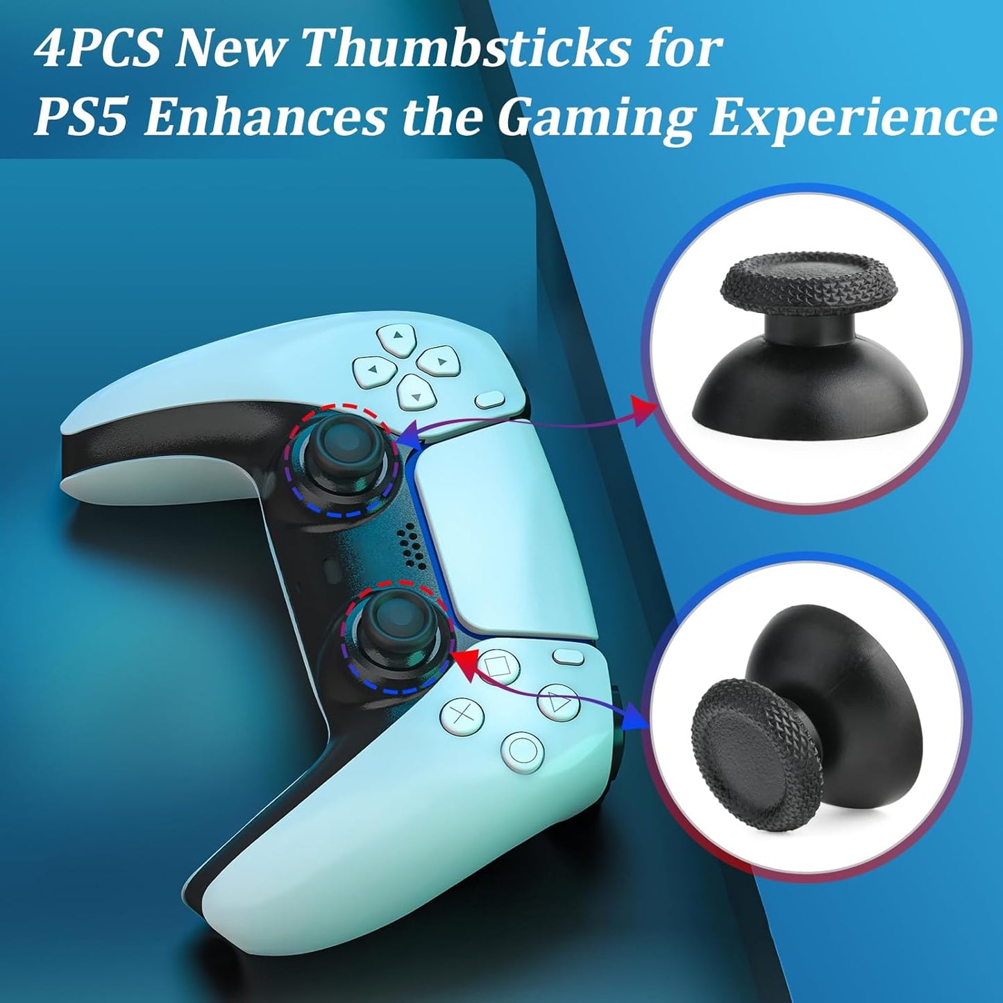 for PS5 Analog Stick Replacement for Sony PlayStation 5 PS5 Joysticks Replacement 3D Joystick Sensor Module Thumbstick Controller Accessory Part with Kit(4Pack)