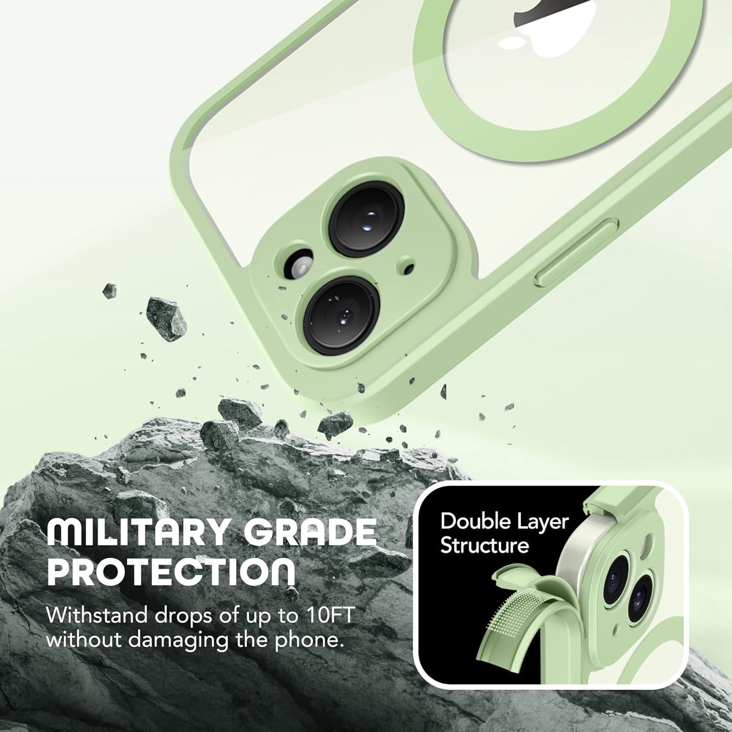Magnetic for iPhone 15 Plus Case, Compatible with MagSafe, Built-in Privacy Screen Protector and Camera Protection, Anti Spy Full Body Dustproof Shockproof Hard Phone Case 6.7", Mint Green