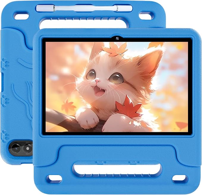 Kids Tablet, Android 15 Tablet for Kids 10 inch Octa-Core with Case, 24GB RAM 64GB ROM 1TB TF Card Expandable for Toddler Children, Parental Control, Dual Camera, BT5.0, WiFi, Gift (Blue)