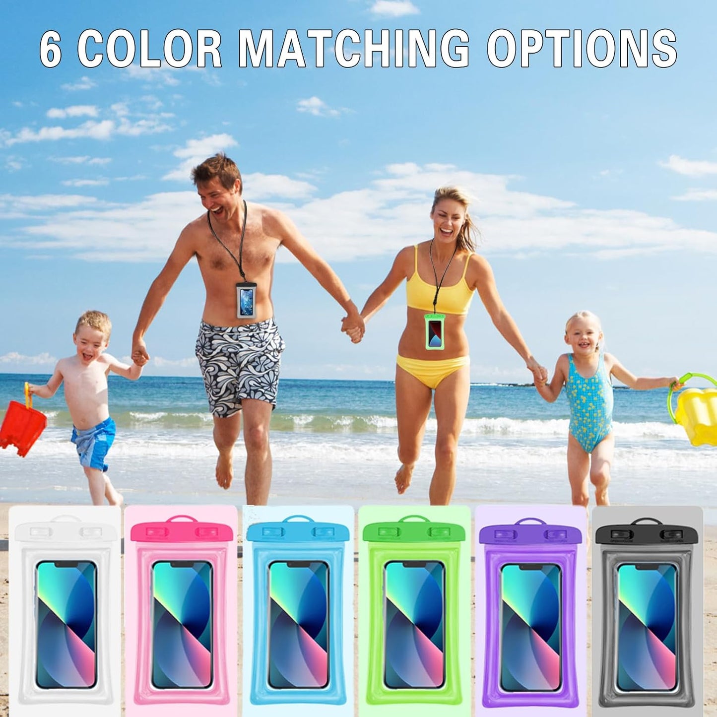 2 Pcs Waterproof Phone Pouch, Universal IPX8 Floating Waterproof Cell Phone Case Dry Bag, Compatible with Most Cell Phone on Market, Waterproof Phone Protector for Beach Swimming (Pink + Purple)
