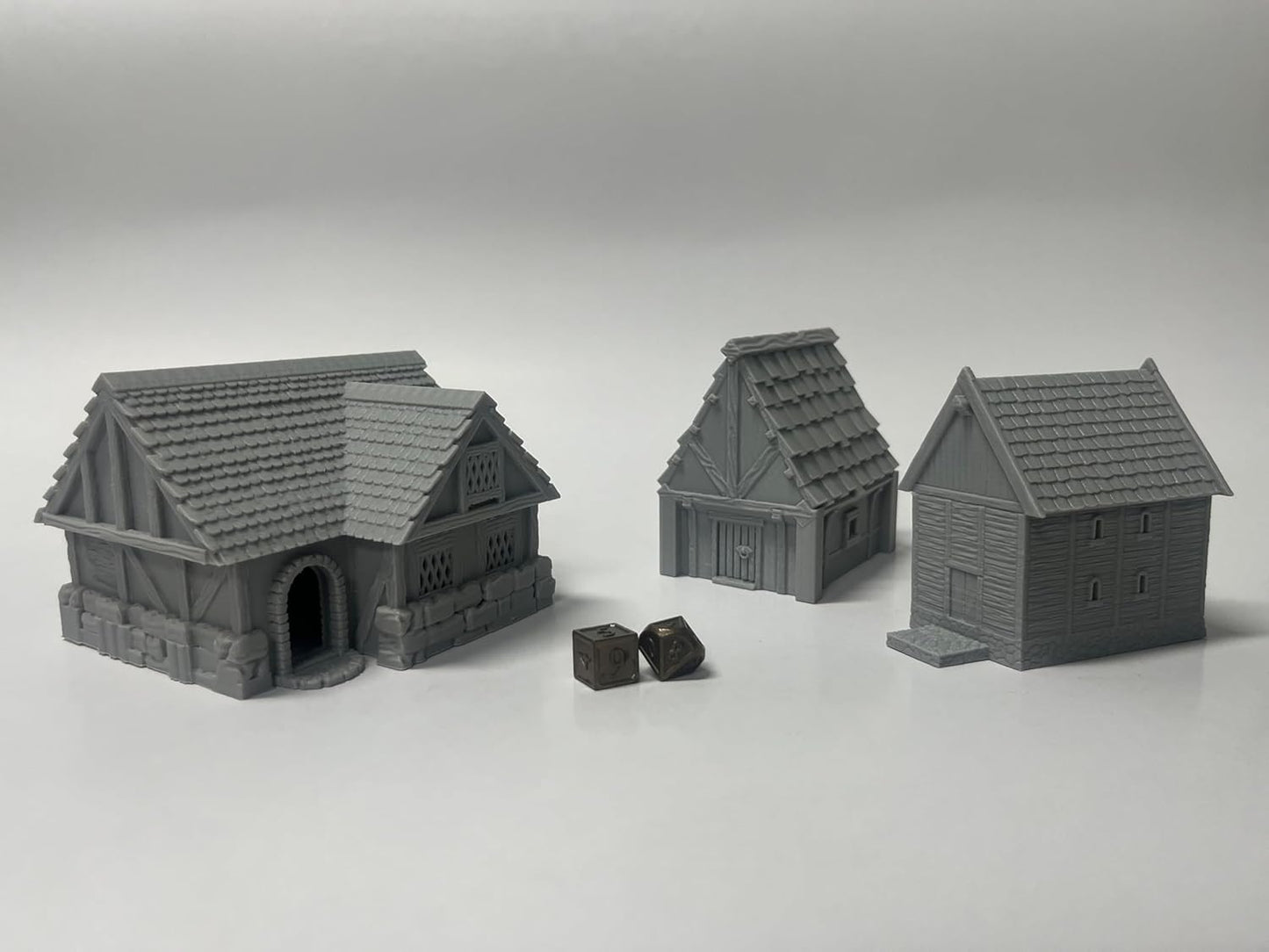 Paintable Tabletop Miniature Little Town Building Terrains Compatible with RPG War Games - 18mm Scale Dioramas Building Set Scenery with Medieval Architecture Style by HAUTICO (HVillageHouses1-1)