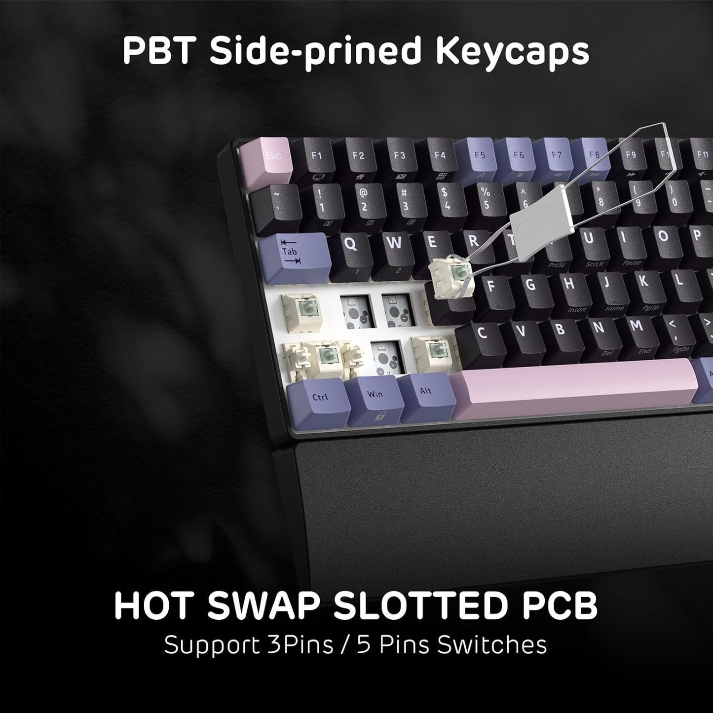 RK ROYAL KLUDGE RK96 RGB Limited Ed, 90% 96 Keys Wireless 3-Mode BT5.0/2.4G/USB-C Hot Swappable Mechanical Keyboard w/Wrist Rest, Volume Control, Software, Massive Battery, RK Pale Green Switch