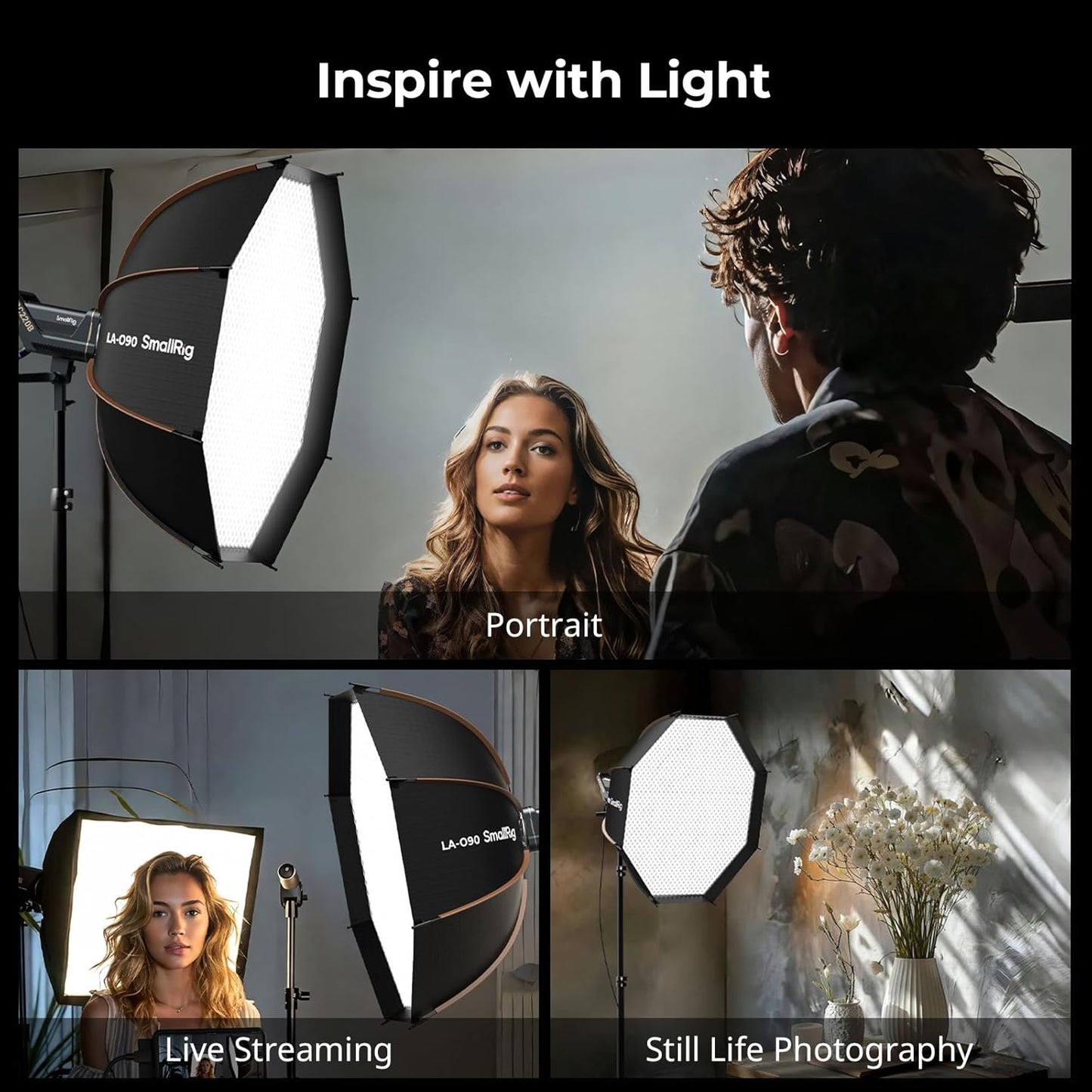 SmallRig 35"/90cm Softbox LA-O90 Quick Release Octagon Soft Box for Bowens Mount COB Lights for SMALLRIG for Neewer for Aputure for Godox