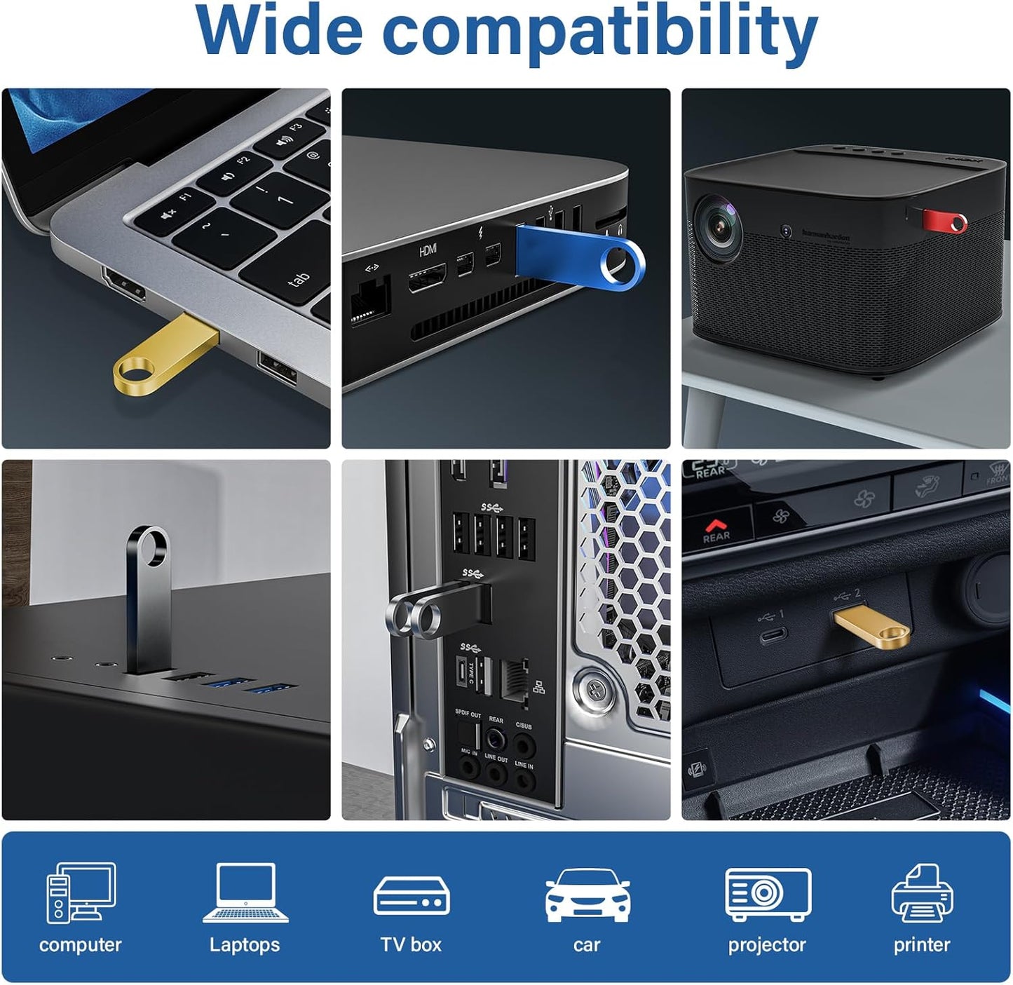 Customizable Flash Drives 16GB, Wooolken Personalized USB 2.0 Thumb Drives 10/20/50/100 Pack, Logo Pendrive Custom Memory Stick USB Engraved Logo (Metal)